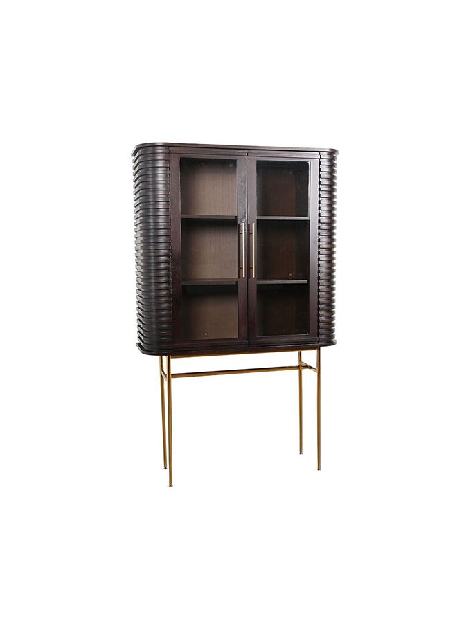 DANUBE HOME Marcelle Display Cabinet Strong And Sturdy Home Kitchen Organiser Rack Modern Design Furniture For Dining Room Living Room Kitchen L 118x40x190 cm Espresso / Gold - Image 1