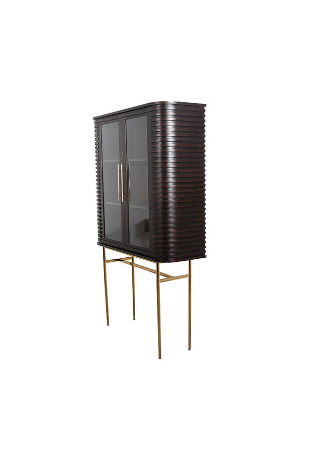 DANUBE HOME Marcelle Display Cabinet Strong And Sturdy Home Kitchen Organiser Rack Modern Design Furniture For Dining Room Living Room Kitchen L 118x40x190 cm Espresso / Gold - Image 2