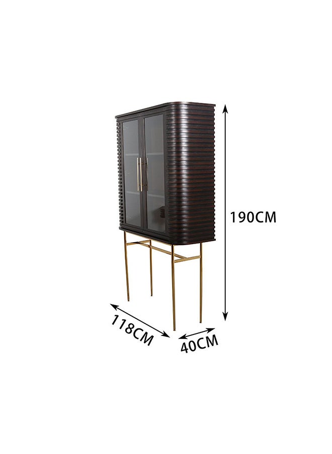 DANUBE HOME Marcelle Display Cabinet Strong And Sturdy Home Kitchen Organiser Rack Modern Design Furniture For Dining Room Living Room Kitchen L 118x40x190 cm Espresso / Gold - Image 4