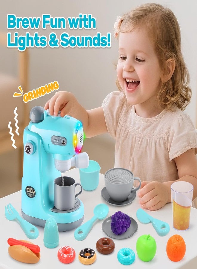 CUTE STONE Kids Kitchen Playset, Toy Kitchen Appliance Sets with Working Coffee Maker, Blender & Toaster, Realistic Sounds & Light, Includes Kids Kitchen Accessories & Play Food for Boys & Girls - Image 3