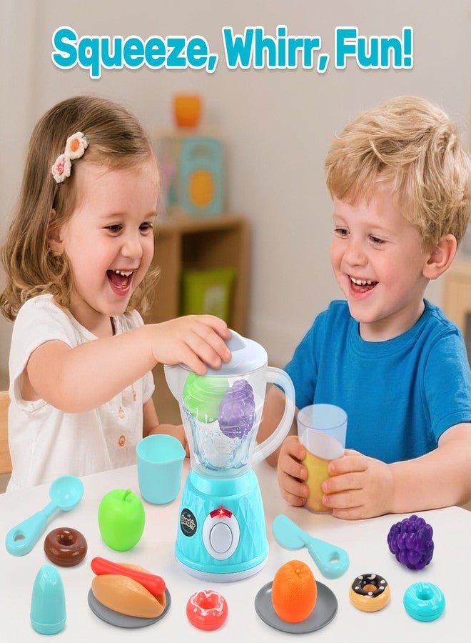 CUTE STONE Kids Kitchen Playset, Toy Kitchen Appliance Sets with Working Coffee Maker, Blender & Toaster, Realistic Sounds & Light, Includes Kids Kitchen Accessories & Play Food for Boys & Girls - Image 4