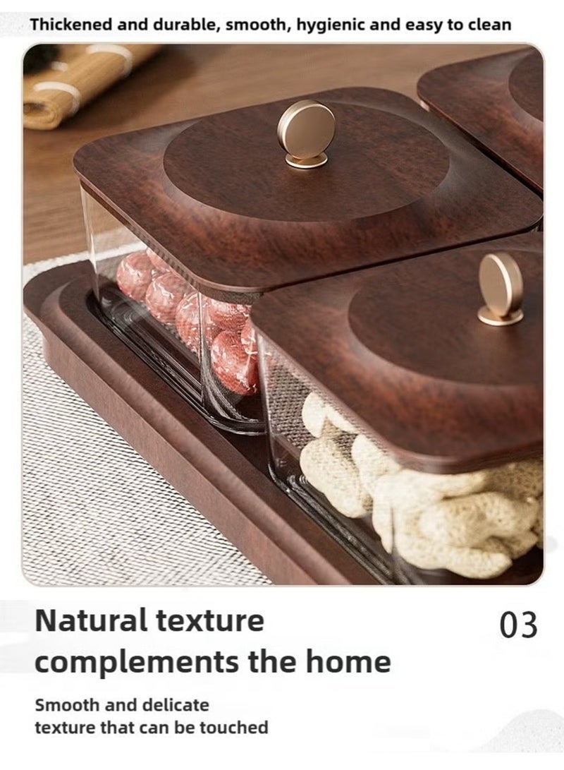 Vonqu Wood grain fruit plate, nuts container dried fruit nut candy plate Candy Nuts Cookies Chips Party Dates - Image 5