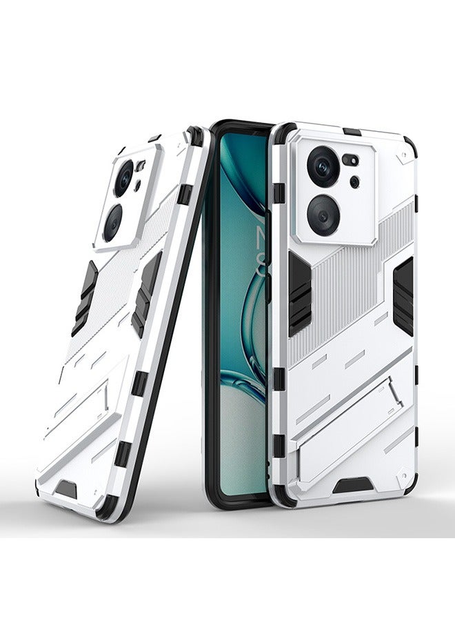 Case Compatible with Xiaomi 13T / Xiaomi 13T Pro, Shockproof Cases with Kickstand Magnet Stand, Anti-Fall Drop Protection, PC+TPU High Quality Protective Tough Hard Phone Cover, White - Image 1