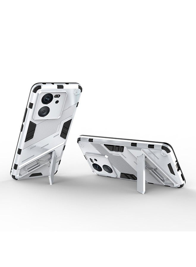 Case Compatible with Xiaomi 13T / Xiaomi 13T Pro, Shockproof Cases with Kickstand Magnet Stand, Anti-Fall Drop Protection, PC+TPU High Quality Protective Tough Hard Phone Cover, White - Image 2