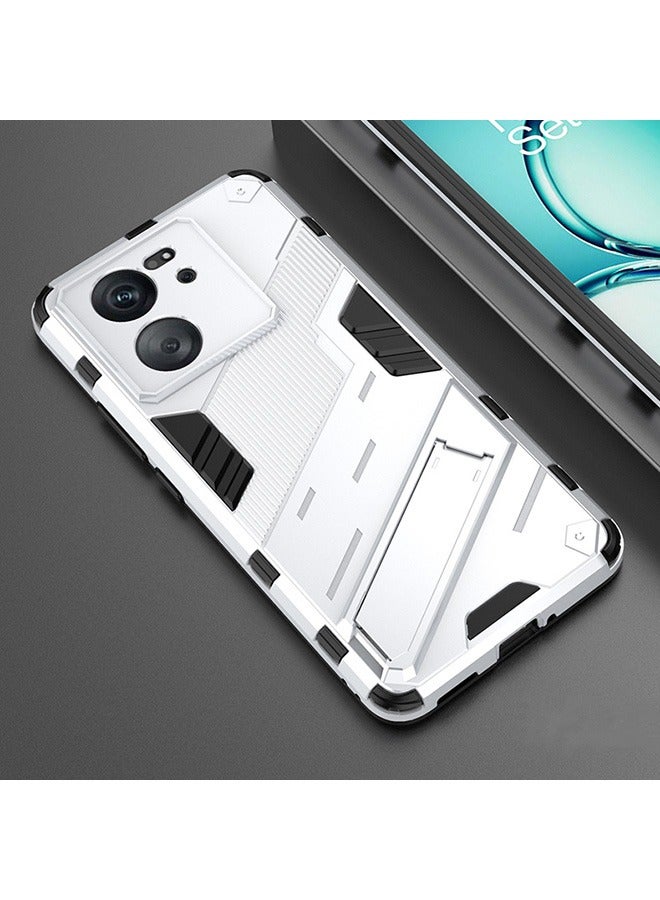 Case Compatible with Xiaomi 13T / Xiaomi 13T Pro, Shockproof Cases with Kickstand Magnet Stand, Anti-Fall Drop Protection, PC+TPU High Quality Protective Tough Hard Phone Cover, White - Image 3