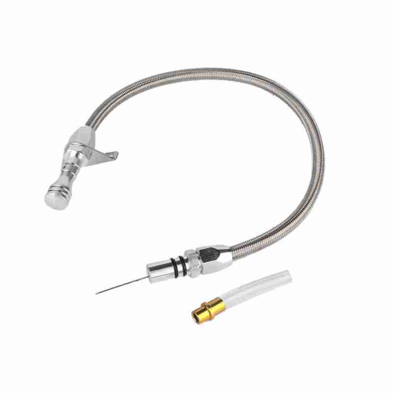 Flexible Transmission Dipstick Stainless Steel Braided Housing High Strength - PT303 Silver Transmission Dipstick For Chevy TH400 400 Turbo 400 Transmissions - Image 1