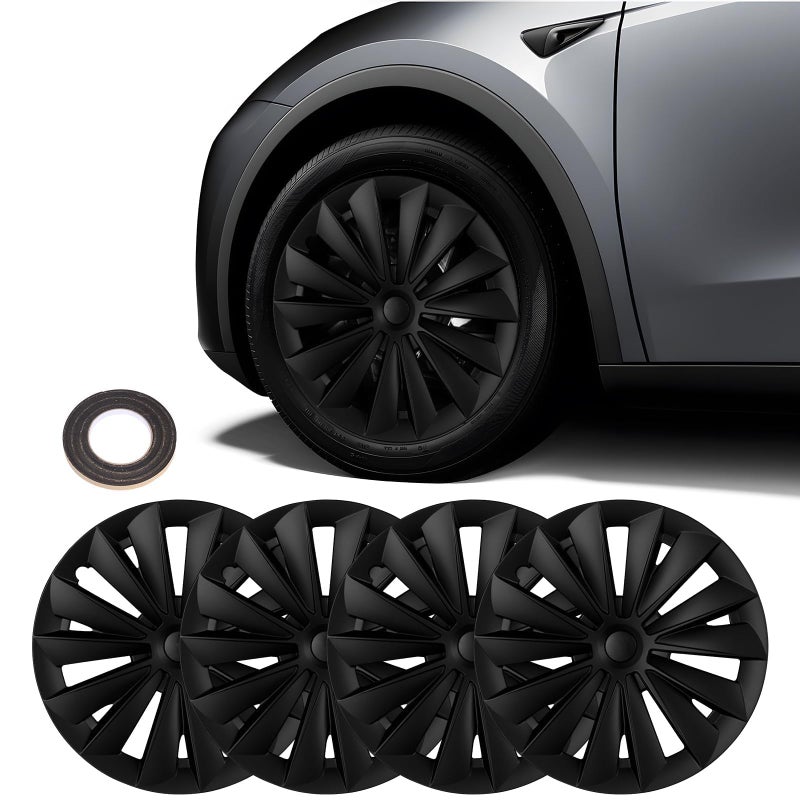 BASENOR Tesla Model Y Wheel Covers 19 Inch Hubcaps Replacement Hub Caps OEM Rim Protector (Proprietary Design) Black Wheel Caps Car Protection for Tesla Exterior Accessories - Image 1