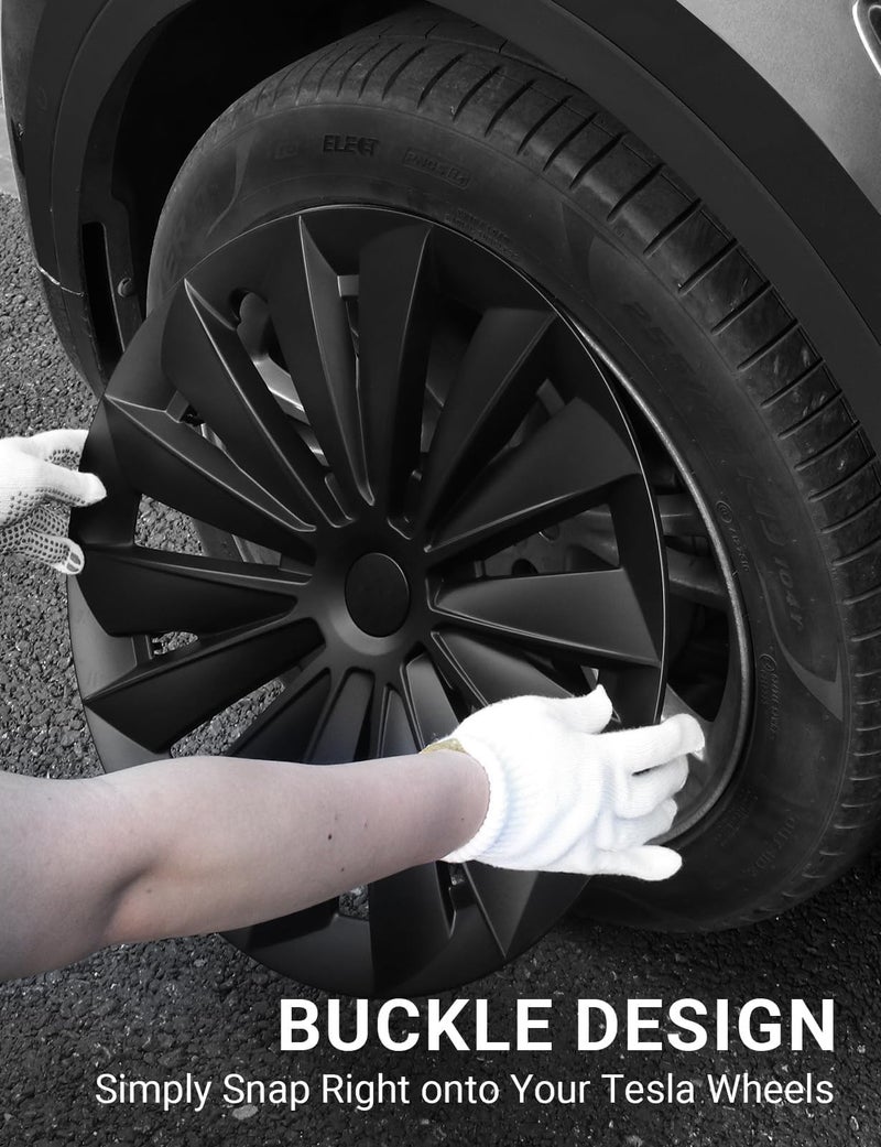 BASENOR Tesla Model Y Wheel Covers 19 Inch Hubcaps Replacement Hub Caps OEM Rim Protector (Proprietary Design) Black Wheel Caps Car Protection for Tesla Exterior Accessories - Image 5