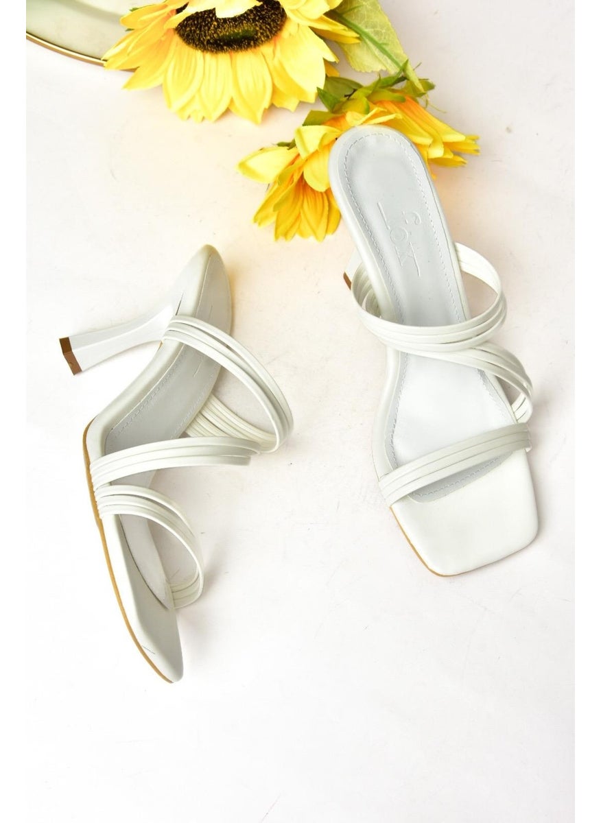 Fox Shoes - S590033709 White Thin Heeled Women's Slippers - Image 1