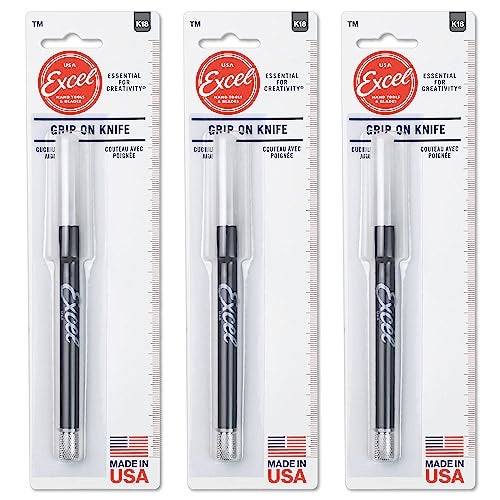 Excel Blades K18 Soft Grip Detail Craft Knife Set – Precision Fine Point #11 Angled Blades for Cutting & Trimming – Multi-Purpose Hobby, Scrapbooking, & Crafting Tools, Grey (3-Pack) - Image 1
