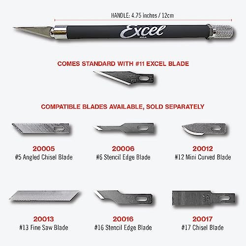 Excel Blades K18 Soft Grip Detail Craft Knife Set – Precision Fine Point #11 Angled Blades for Cutting & Trimming – Multi-Purpose Hobby, Scrapbooking, & Crafting Tools, Grey (3-Pack) - Image 3