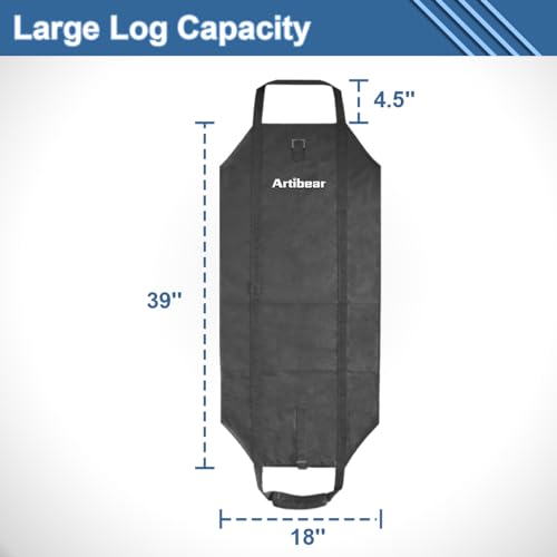 Artibear Outdoor Indoor Firewood Log Carrier Bag, 39” x 18”Waxed Canvas Holder Firewood Bag for Camping Fireplace - Image 2