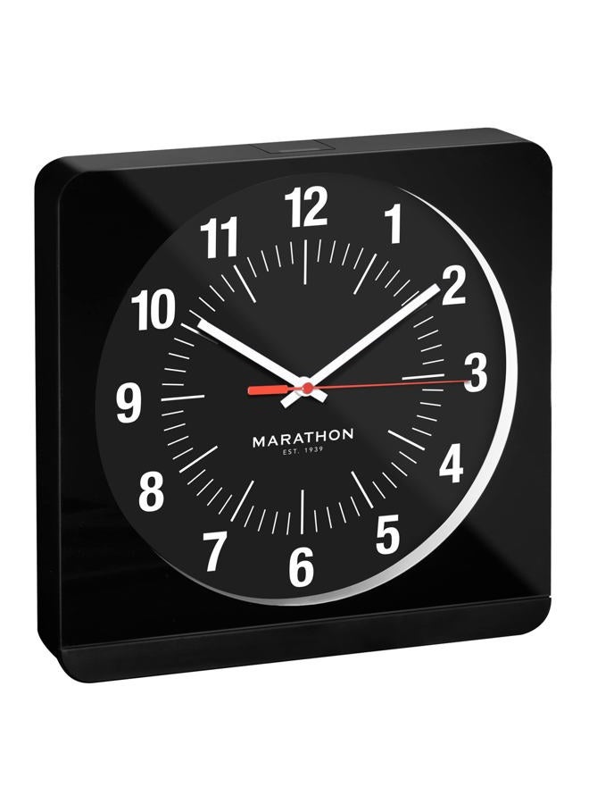 Marathon CL030057BK-BK1 Silent Non-Ticking Wall Clock with Warm Amber Auto Back Light. Easy to Read Classic Dial with 12 and 24-Hour Scale. Batteries Included. Color-Black Case/Black Dial. - Image 1