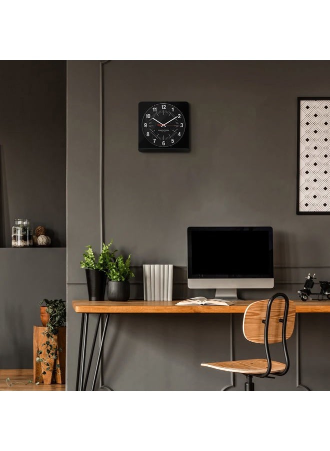 Marathon CL030057BK-BK1 Silent Non-Ticking Wall Clock with Warm Amber Auto Back Light. Easy to Read Classic Dial with 12 and 24-Hour Scale. Batteries Included. Color-Black Case/Black Dial. - Image 2