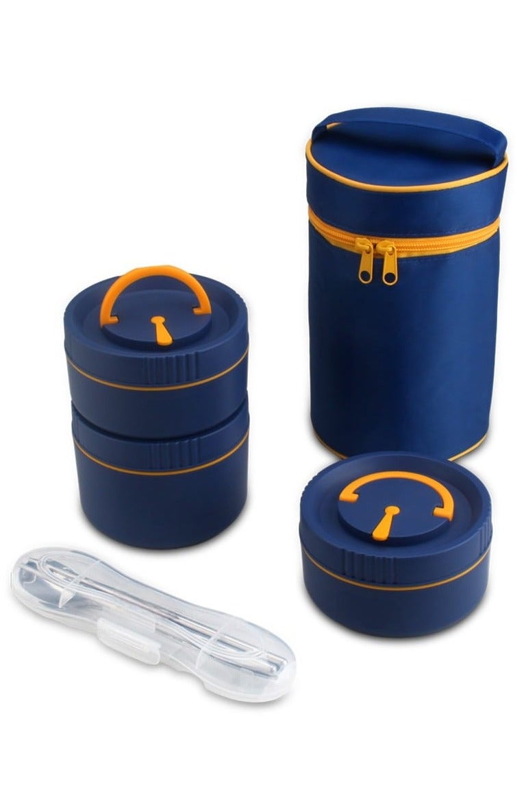 i diD Lunch Box, Portable Insulated Lunch Containers With Bag, Leakproof Stackable Stainless Steel Food Container For Adults, Kids, Set of 3 Tier Insulated Boxes - Image 1