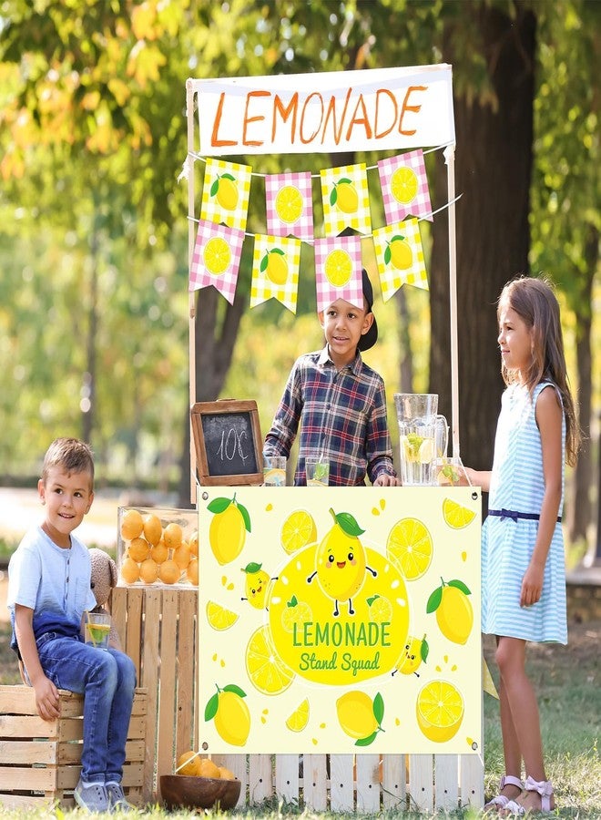 gisgfim 45 x 31 Inch Lemonade Stand Table Cloth and Hanging Banner Kit for Kids Supplies Lemonade Stand Backdrop Sign Lemon Cutout Centerpiece for Summer Beach Picnic Birthday Party Decorations - Image 4