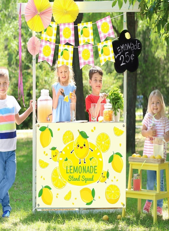 gisgfim 45 x 31 Inch Lemonade Stand Table Cloth and Hanging Banner Kit for Kids Supplies Lemonade Stand Backdrop Sign Lemon Cutout Centerpiece for Summer Beach Picnic Birthday Party Decorations - Image 1