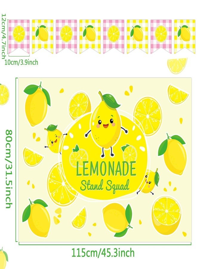 gisgfim 45 x 31 Inch Lemonade Stand Table Cloth and Hanging Banner Kit for Kids Supplies Lemonade Stand Backdrop Sign Lemon Cutout Centerpiece for Summer Beach Picnic Birthday Party Decorations - Image 2