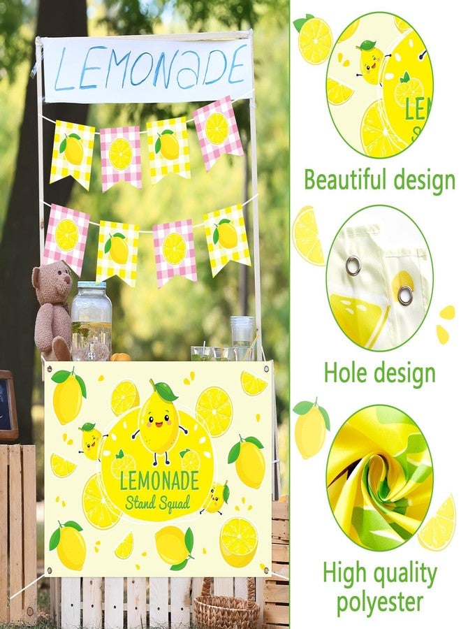 gisgfim 45 x 31 Inch Lemonade Stand Table Cloth and Hanging Banner Kit for Kids Supplies Lemonade Stand Backdrop Sign Lemon Cutout Centerpiece for Summer Beach Picnic Birthday Party Decorations - Image 3