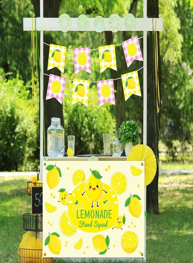 gisgfim 45 x 31 Inch Lemonade Stand Table Cloth and Hanging Banner Kit for Kids Supplies Lemonade Stand Backdrop Sign Lemon Cutout Centerpiece for Summer Beach Picnic Birthday Party Decorations - Image 5
