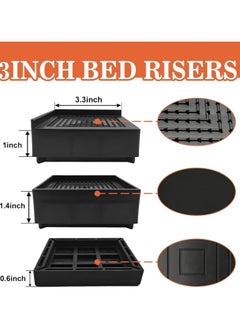 VUCATIN 4PCS Bed Foot Booster Sofa Floor Protector Furniture Risers Adjustable Furniture Bed Lift Duty Furniture Legs Lifters Couch Lifts for Sofa Supports Base Plastic Non-Slip (Black)  - Image 2