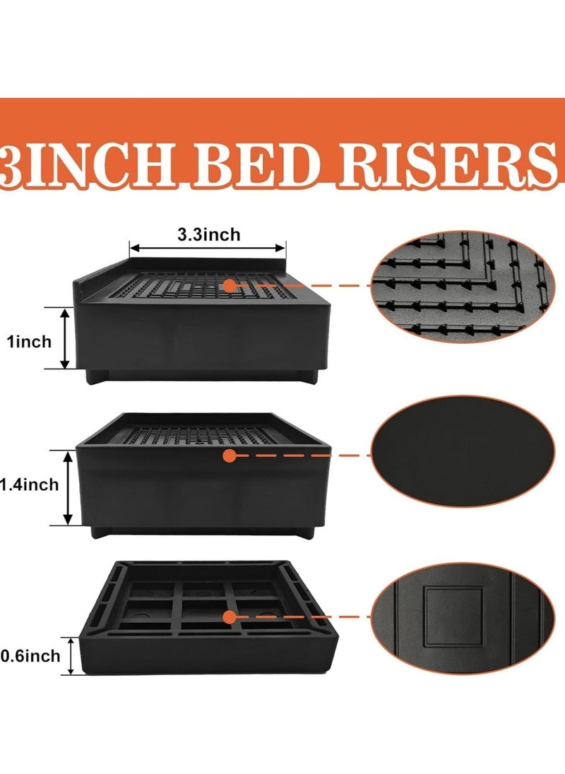 VUCATIN 4PCS Bed Foot Booster Sofa Floor Protector Furniture Risers Adjustable Furniture Bed Lift Duty Furniture Legs Lifters Couch Lifts for Sofa Supports Base Plastic Non-Slip (Black)  - Image 2