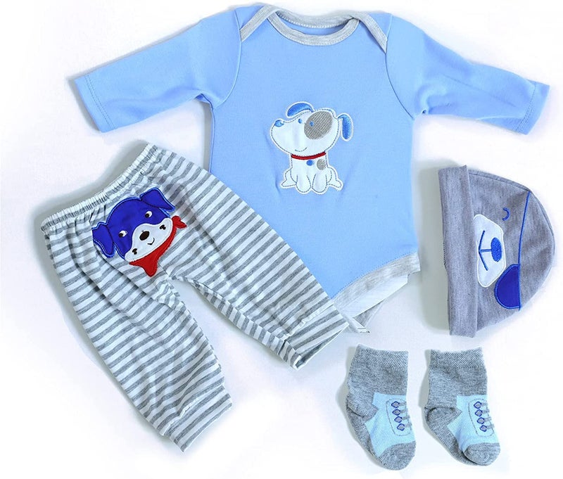 MAIHAO Reborn Baby Doll Clothes for 1722 Inch Newborn Baby Dolls Clothing Boy Outfit AccessoriesPuppy Pattern 4pcs Set - Image 4
