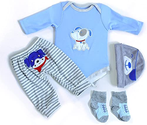 MAIHAO Reborn Baby Doll Clothes for 1722 Inch Newborn Baby Dolls Clothing Boy Outfit AccessoriesPuppy Pattern 4pcs Set - Image 1