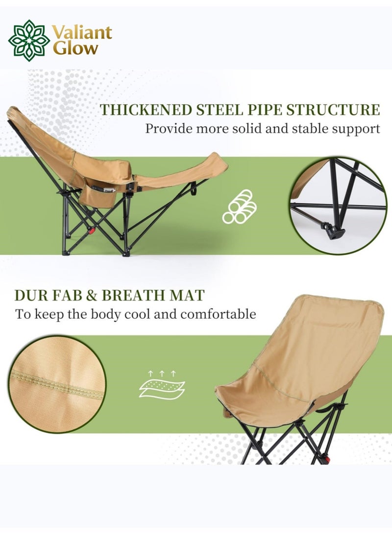 Valiant Glow Outdoor portable camping chair | reclining chair | three-position adjustable angle | lightweight folding camping chair, 200 kg load capacity, high-back padded beach chair with armrests and portable carrying case, suitable for camping, traveling, hiking and beach activities. - Image 5