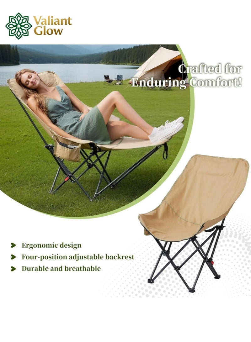 Valiant Glow Outdoor portable camping chair | reclining chair | three-position adjustable angle | lightweight folding camping chair, 200 kg load capacity, high-back padded beach chair with armrests and portable carrying case, suitable for camping, traveling, hiking and beach activities. - Image 4