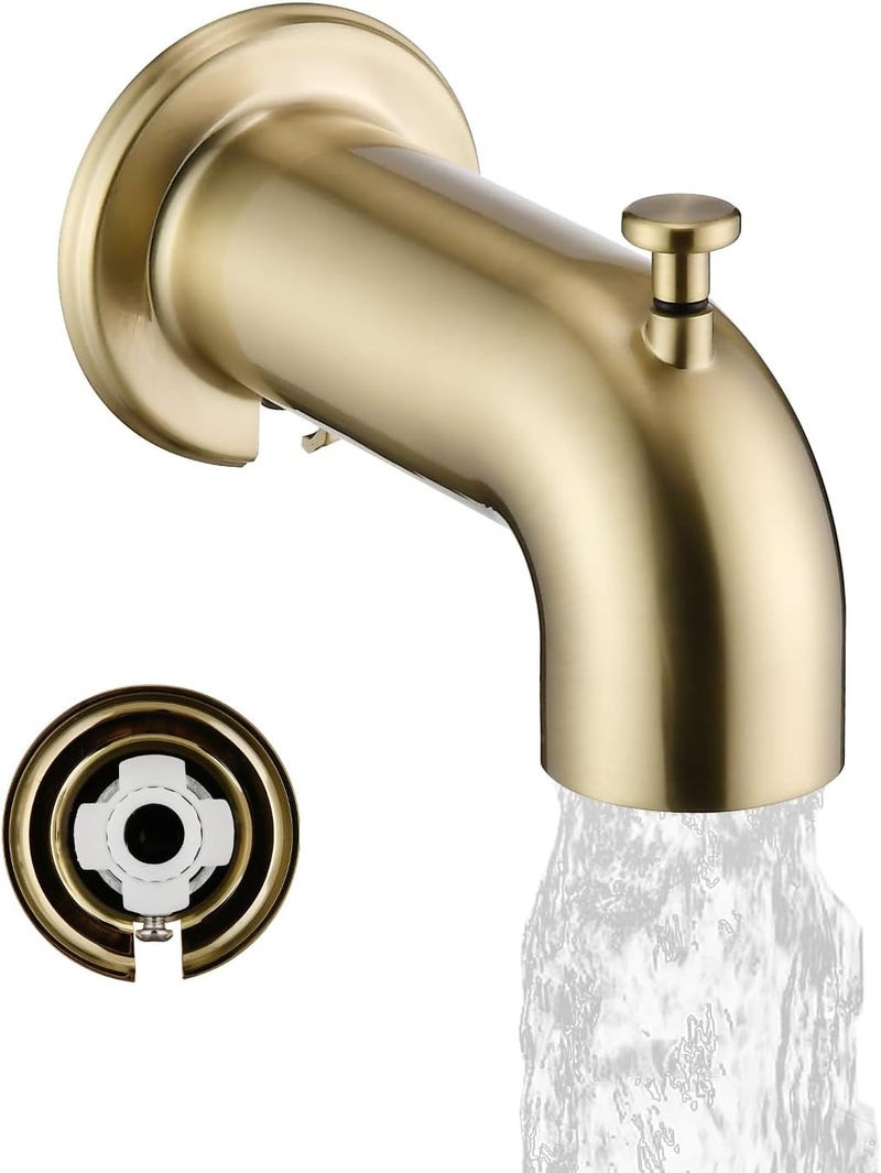 LOCALAND Slip-On Extra Long Tub Spout with Diverter, 1/2 Inch Slip Fit Connection,Brushed Gold - Image 1