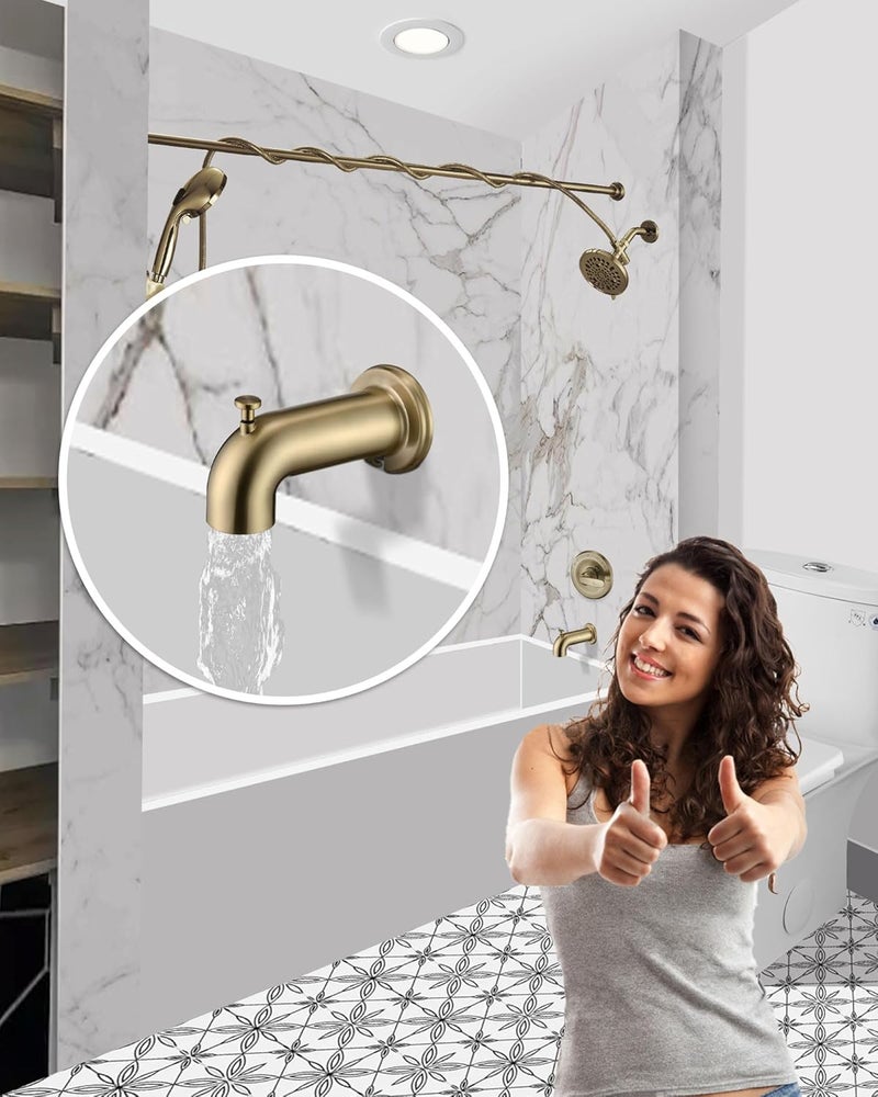 LOCALAND Slip-On Extra Long Tub Spout with Diverter, 1/2 Inch Slip Fit Connection,Brushed Gold - Image 3