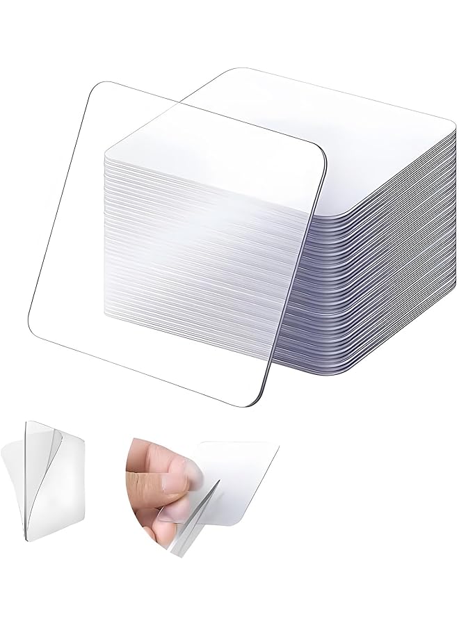 PROMASS promass Double Sided Adhesive Pads, 100PCS Removable Double Sided Tape for Walls, Transparent Strong Adhesive 2 Sided Pre Cut Square Tape, Suitable for Pasting DIY Crafts, Home, Office, Posters  - Image 1
