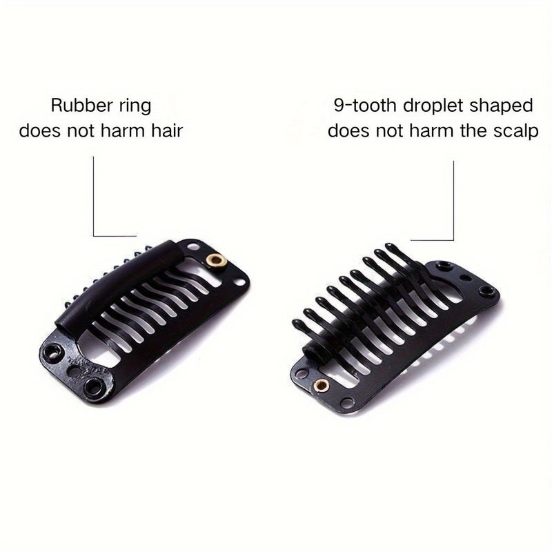 Brown Wig Clips Rubber Snap Clips for Women Hair Extensions - Image 2