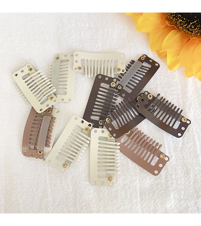 Brown Wig Clips Rubber Snap Clips for Women Hair Extensions - Image 1