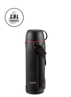 SHAHA Stainless Steel Travel Vacuum Flask 1.9L Black 
