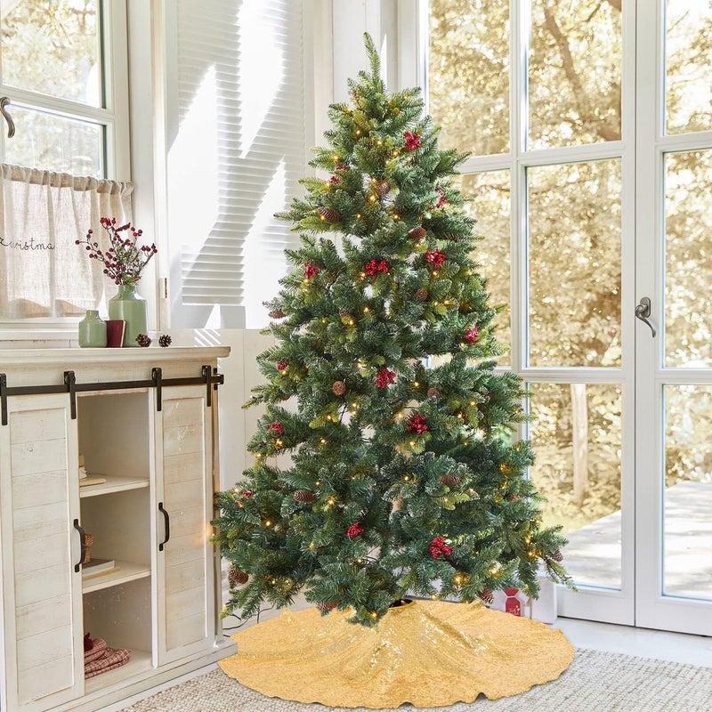 BCOOL 48 Inch Gold Xmas Tree Skirt Christmas Decorations Sequin Tree Skirt Cover New Year Party Indoor Holiday Tree Ornaments - Image 3