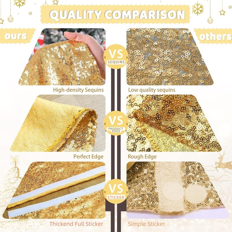 BCOOL 48 Inch Gold Xmas Tree Skirt Christmas Decorations Sequin Tree Skirt Cover New Year Party Indoor Holiday Tree Ornaments - Image 5