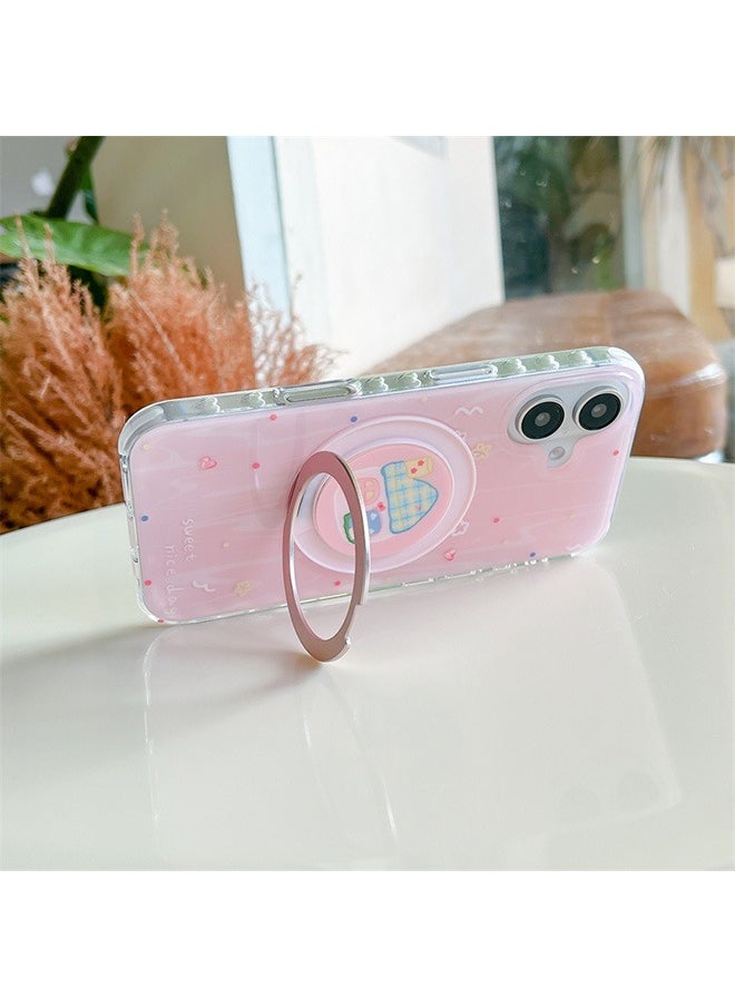 Generic - Case for iPhone 16 with Ring Stand, Cute House Cartoon Pattern Shockproof Case, Slim Case Compatible with iPhone 16, Silicone Material Anti-Fall Drop Protection Case for iPhone 16 6.1 inches - Image 1