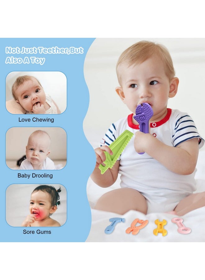 Yinghezu 8 Pack Chew Baby Teething Toys For 012 Months Freezable Bpa Free Silicone Baby Molar Teether Chew Toys Hammer Wrench Spanner Pliers Hand Saw Shape Baby Girl'S Boy Car Seat Toy  - Image 2