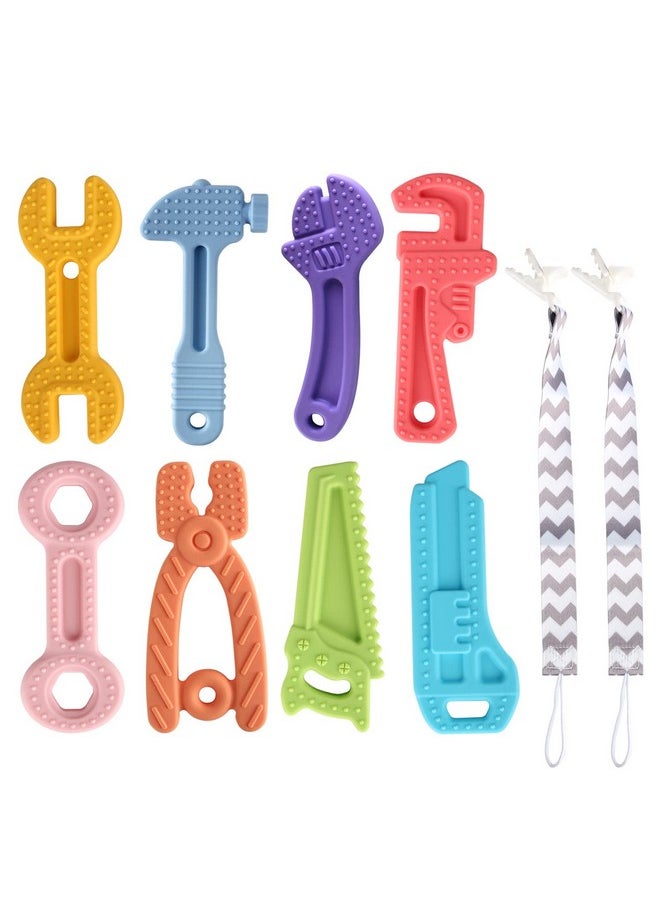 Yinghezu 8 Pack Chew Baby Teething Toys For 012 Months Freezable Bpa Free Silicone Baby Molar Teether Chew Toys Hammer Wrench Spanner Pliers Hand Saw Shape Baby Girl'S Boy Car Seat Toy  - Image 1