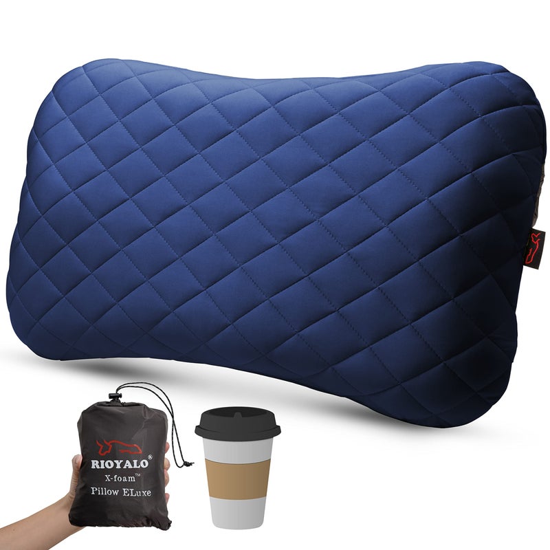 rioyalo XL Inflatable Camping Pillow ELuxe w Removable Padded Cover  XFoam Comfortable Washable Ultralight Portable Neck Lumbar Support  Backpacking Hiking Travel Air  XLarge Ocean Blue
