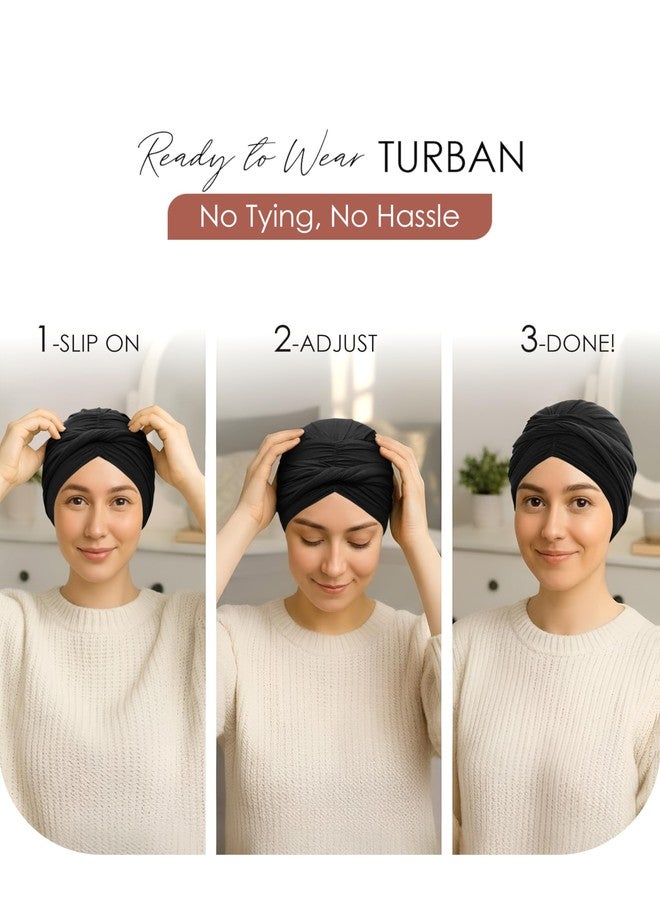 CAPLORD Soft Chemo Headwear for Women Hats for Cancer Patients Head Wraps Alopecia Head Coverings Chemotherapy Must Haves Care Gifts Womens Turbans Cancer Headwear for Women Chemo Beanies Black - Image 3