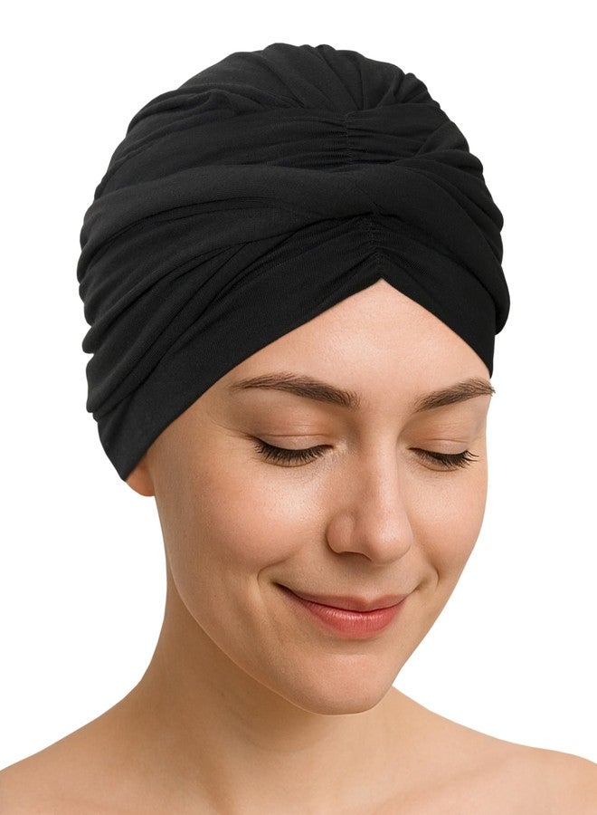 CAPLORD Soft Chemo Headwear for Women Hats for Cancer Patients Head Wraps Alopecia Head Coverings Chemotherapy Must Haves Care Gifts Womens Turbans Cancer Headwear for Women Chemo Beanies Black - Image 1
