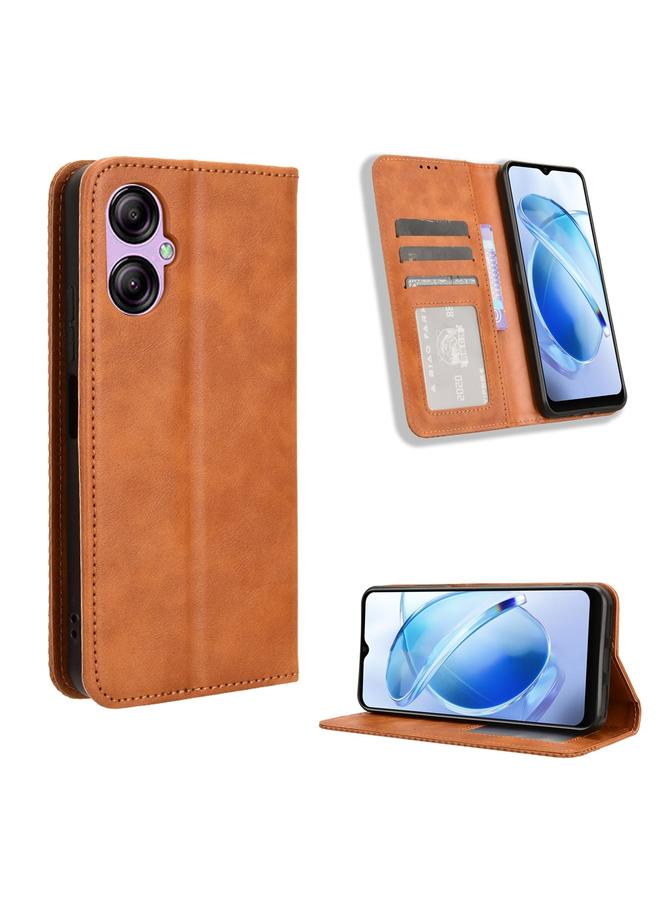 Green Tiger For BLU G53 Magnetic Buckle Retro Texture Leather Phone Case(Brown)