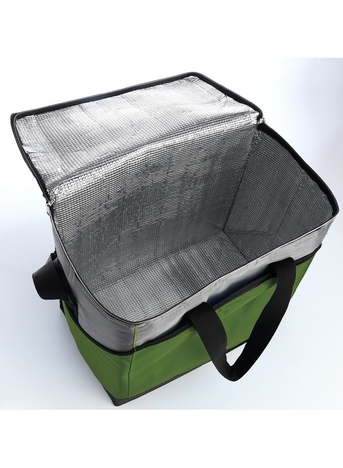 VIO 30L Large Reusable Insulated Cooler Bag Lightweight Oxford Cloth Large Capacity Thermal Waterproof Handbag For Hot Cold Refrigerated Food For Lunch Picnic Barbecue Beach Camping Picnic Outdoor Green - Image 3