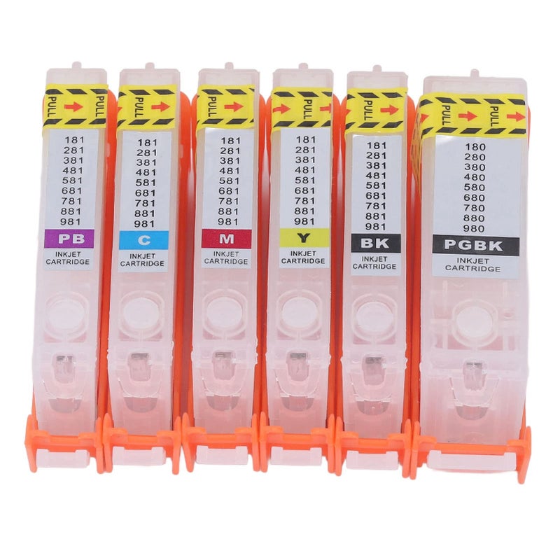 6 قطع حبر طابعة قابلة لإعادة التعبئة مجموعة خراطيش دائمة رقاقة صديقة للبيئة مادة بولي بروبيلين 280 281 - Image 2