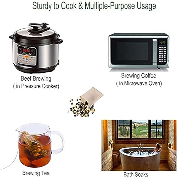 كاست ويف 100 قطعة من أكياس فلتر الشاي القابلة للتحلل الحيوي مصنوعة من لب الخشب للاستخدام مرة واحدة مع سلك سحب وملعقة خشبية صغيرة واحدة - Image 5