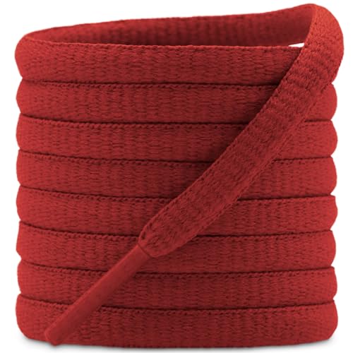 DELELE 2Pair Oval Shoes laces 42 Colors Half Round 1/4" Athletic ShoeLaces for Sport/Running Shoes Shoe Strings Red -45 inch - Image 1