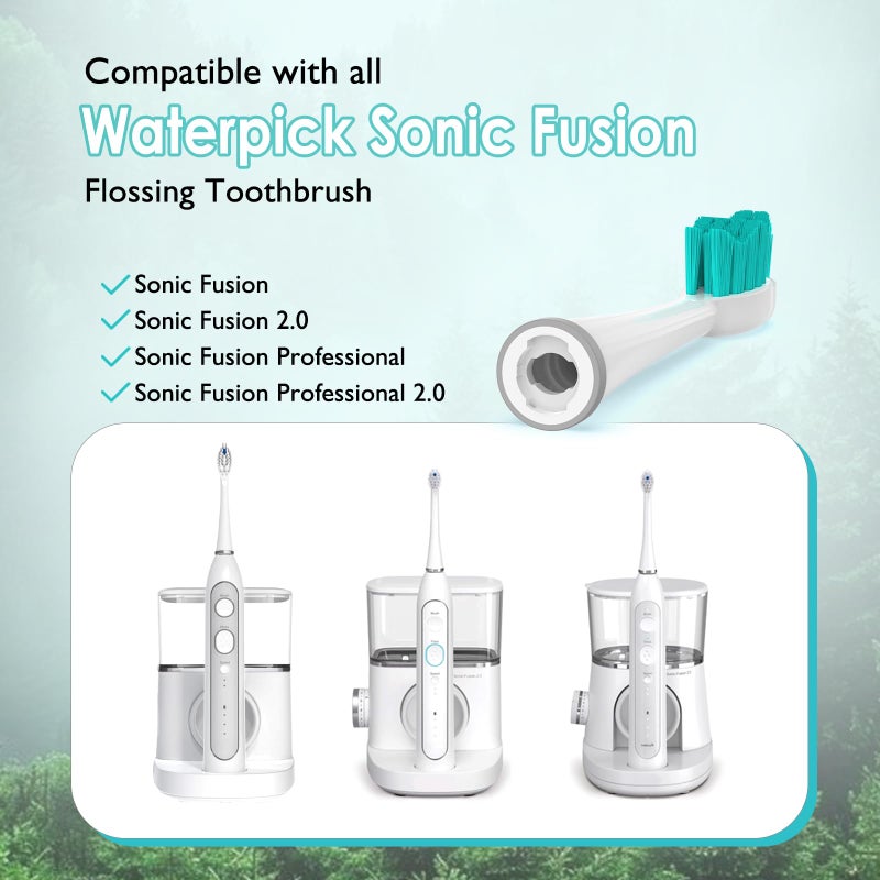 ZoCCee Replacement Heads for Waterpik Sonic Fusion 2.0, Extra-Large Size Flossing Toothbrush Head fit for Water pik SF-01 SF-02 SF-03 SF-04 (White, 5 Count) - Image 2